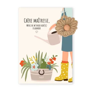 Carte Cadeau Merci Maîtresse - 1 bombe à graines - BIO
