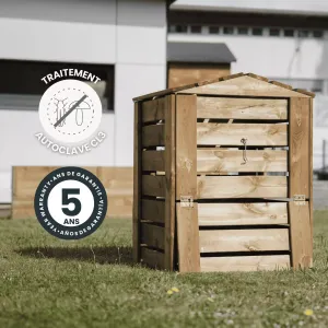Composteur en bois traité - 210 L