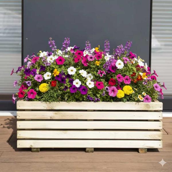 Cerland - Bac à fleurs rectangle - Bois traité - 60 L - image