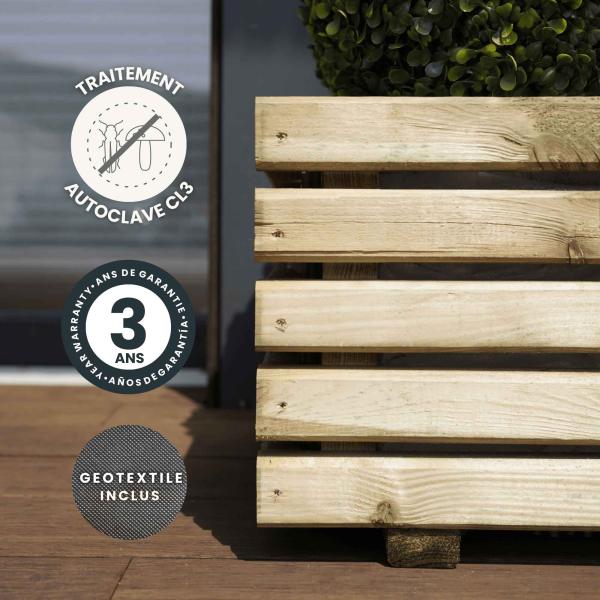 Cerland - Bac à fleurs rectangle - Bois traité - 60 L - image