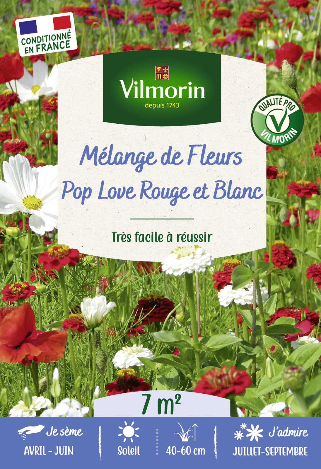 Mélange de Fleurs Pop Love rouge et blanc - 7 M² - | Vilmorin Jardin