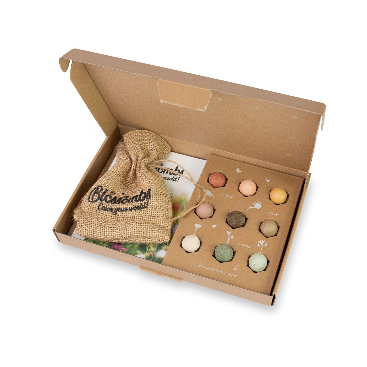 Coffret Cadeau - 9 bombes à graines - Sac en Jute