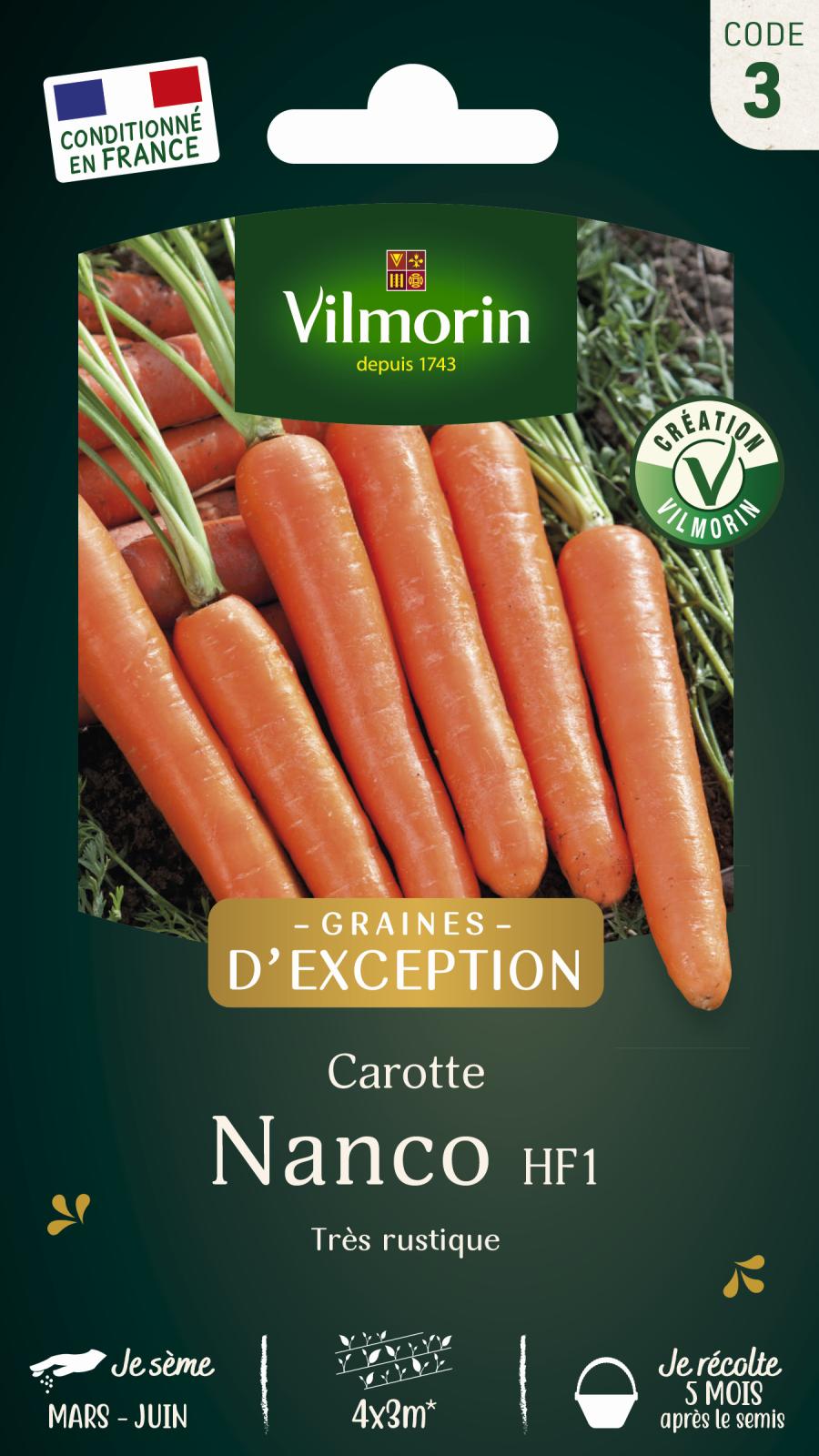 Graines Carotte Nantaise Améliorée Vilmorin - Sachet 3 Race Tam - Légumes Racines Goût Exquis