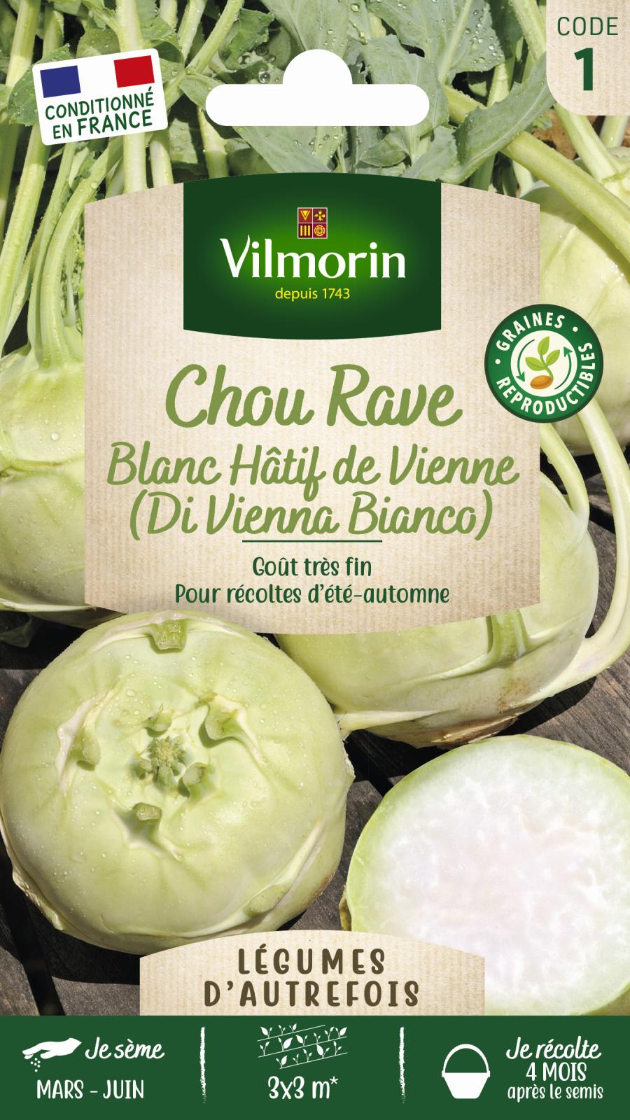Chou-Rave Blanc Hâtif de Vienne | Tendre, goût très fin | Vilmorin Jardin