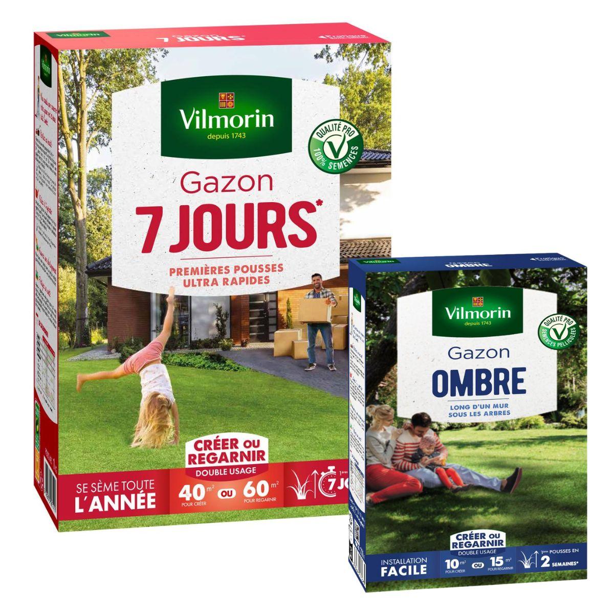 Vilmorin Gazon 7 Jours 5 Kg - Semis Rapide Tout L'An - 200m² Nouveau Gazon Ou 300m² Regarnissage