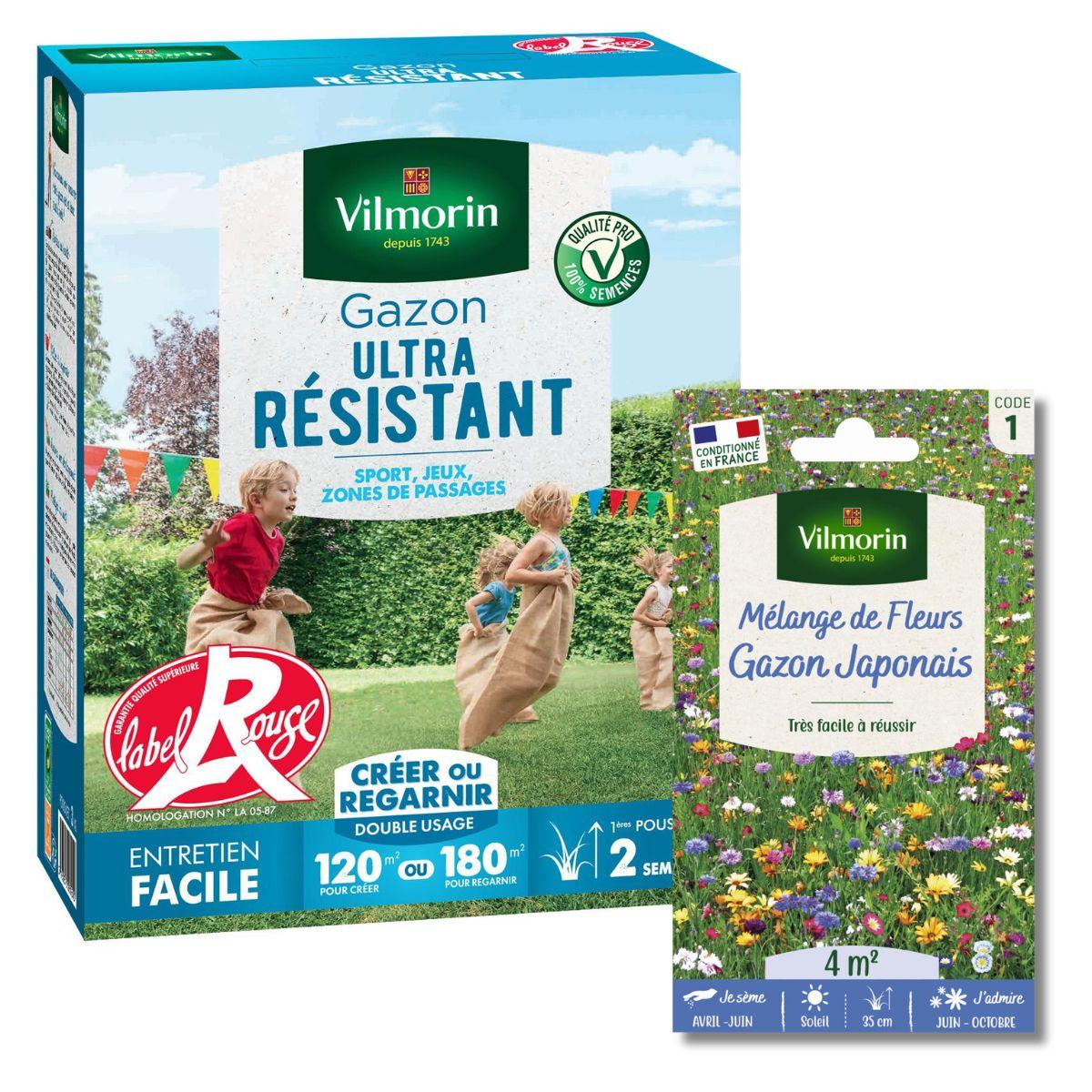 Pack Gazon Ultra Résistant 3 kg et Mélange Floral Estival 4 m² ...