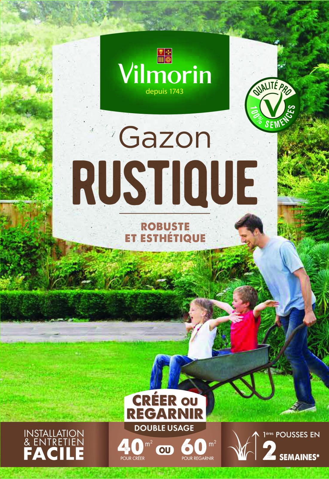 Gazon Rustique 1kg | Rendu pro & résistant | Vilmorin Jardin